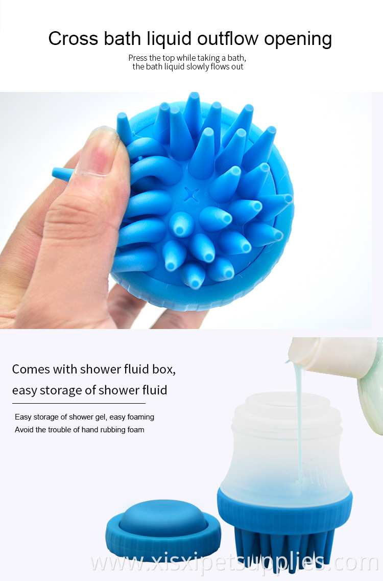 Factory Wholesale Durable Dog Shower Brush Pet Bath Brush Cat Pet Dog Shampoo Dispenser Brush